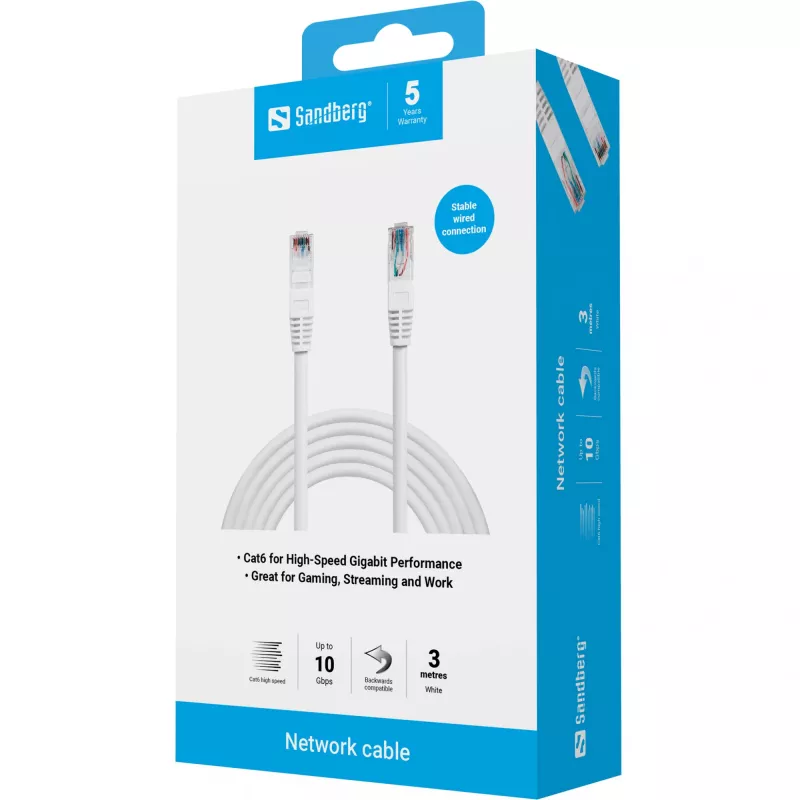 Sandberg Netzwerkkabel UTP Cat6 RJ-45 3 m Weiß
