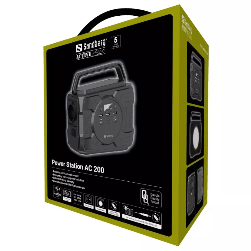 Tragbare Batterie Sandberg Power Station AC 200, 48000 mAh