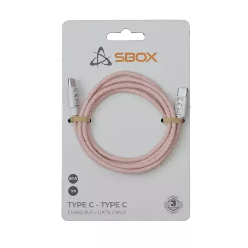 SBOX CABEL USB TYPE C -> USB TYPE C M/M 1M Pink 60W