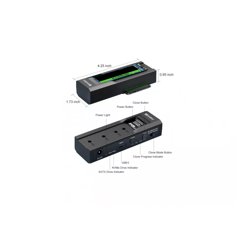 Sandberg USB 3.2 Kloner und Dock für M2 + NVMe + SATA