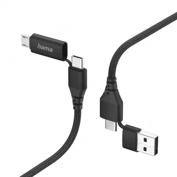 Hama 00201537 USB-Kabel USB 2.0 1,5 m USB-A/USB-C USB-C/Micro-USB B Schwarz