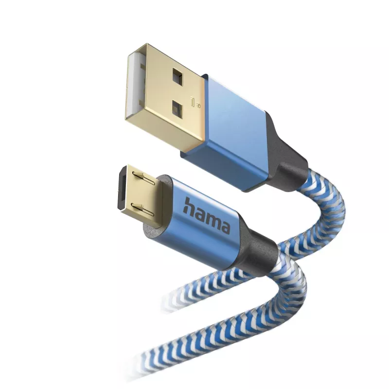 Hama Reflective USB-Kabel USB 2.0 1,5 m USB A Micro-USB B Blau