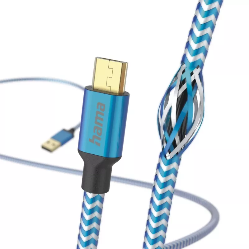 Hama Reflective USB-Kabel USB 2.0 1,5 m USB A Micro-USB B Blau