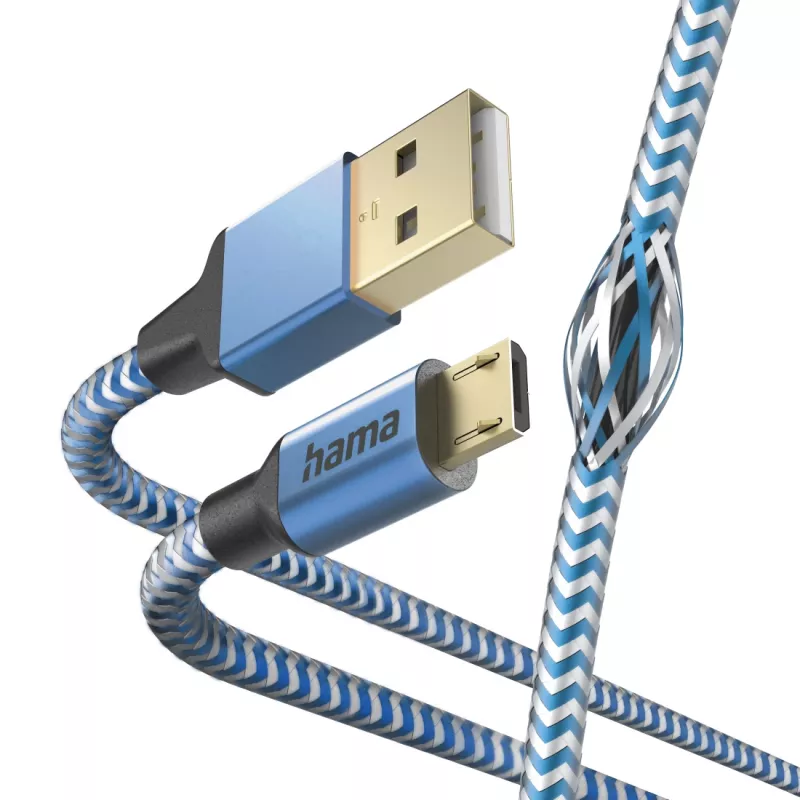 Hama Reflective USB-Kabel USB 2.0 1,5 m USB A Micro-USB B Blau