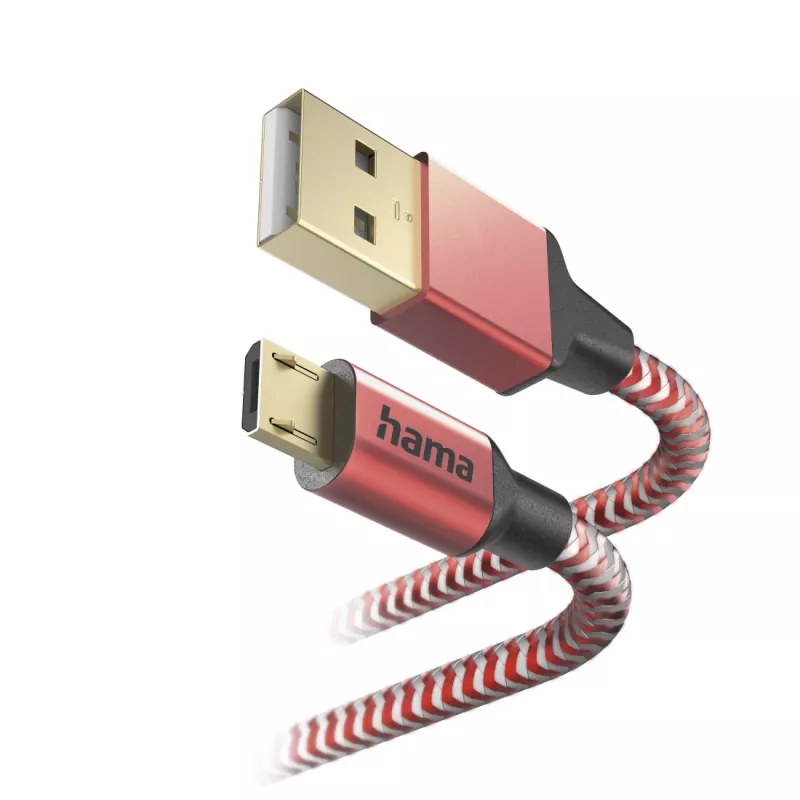 Hama Reflective USB Kabel USB 2.0 1,5 m USB A Micro-USB B Rot