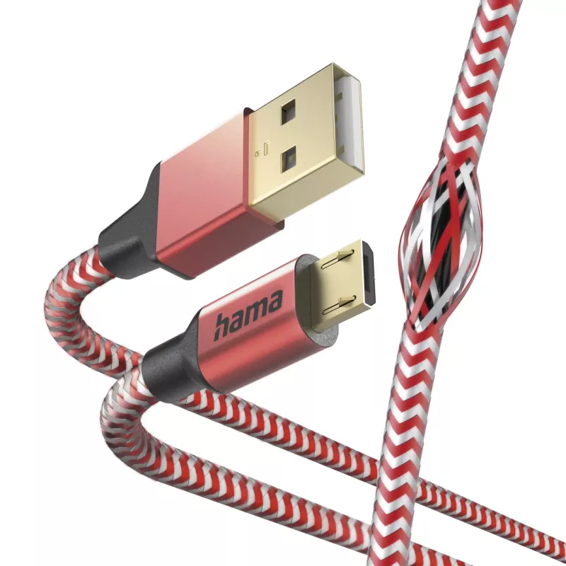 Hama Reflective USB Kabel USB 2.0 1,5 m USB A Micro-USB B Rot