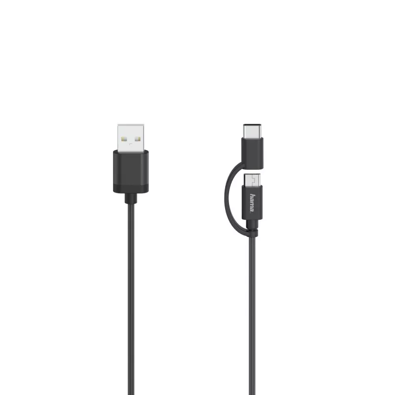 Hama 00200616 USB-Kabel USB 2.0 0,75 m USB A USB C/Micro-USB A Schwarz