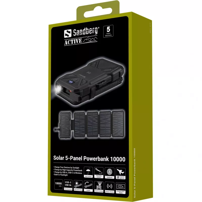 Tragbare Powerbank Sandberg Solar 5-Panel 10000 mAh