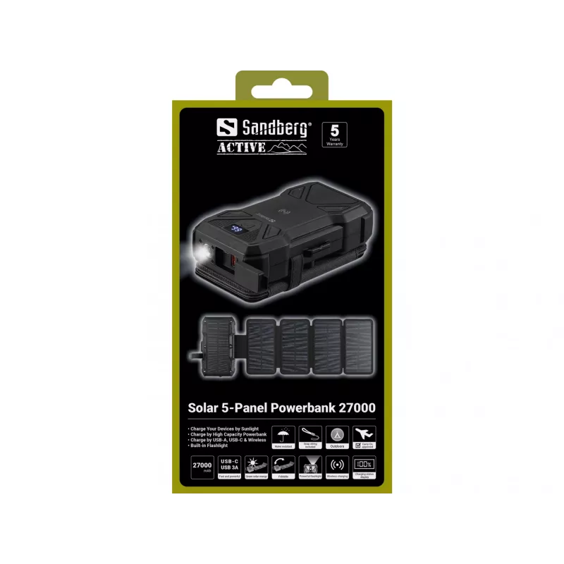 Tragbare Powerbank Sandberg Solar 5-Panel 27000 mAh