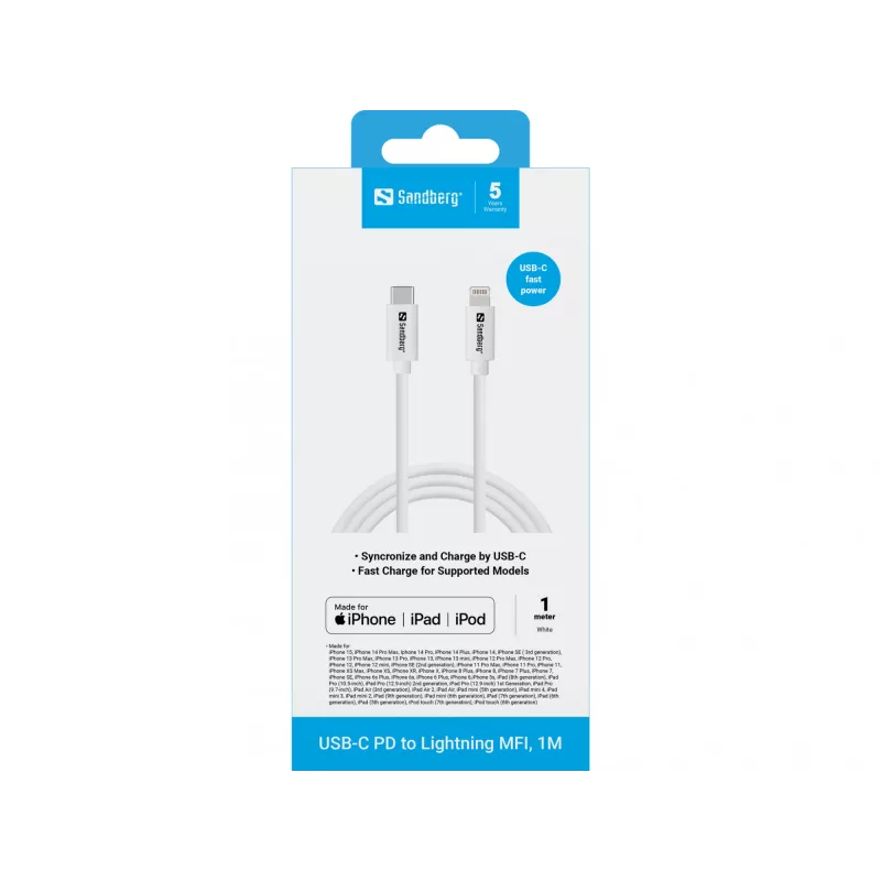 Sandberg USB-C PD auf Lightning MFI 1M Kabel 1m Lightning USB C