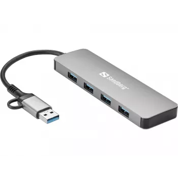 Sandberg USB-C/A auf 4xUSB 3.0 Hub Aluminium 5000 Mbit/s