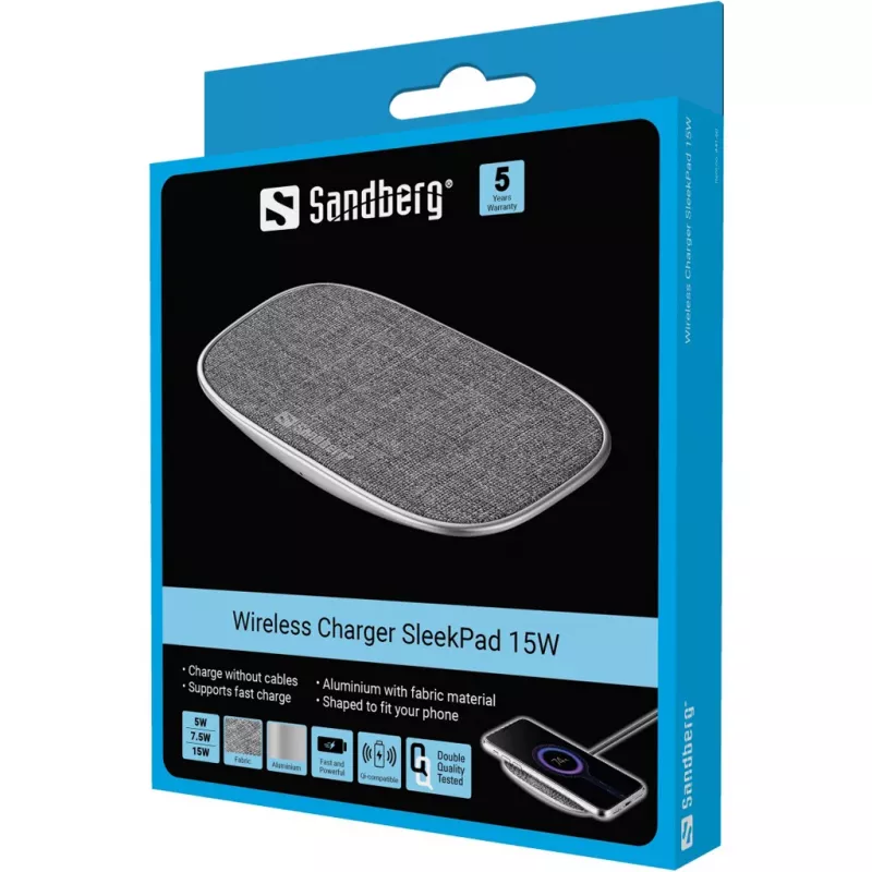 Kabelloses Ladegerät Sandberg SleekPad 15W Indoor USB Universal