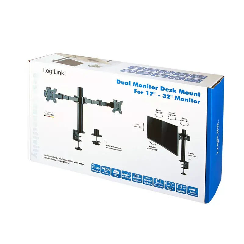 Monitorhalterung LogiLink BP0106 32 Zoll Tisch Schwarz