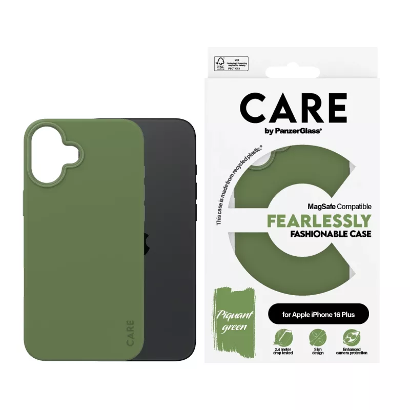 PanzerGlass CARE™ by ® Case Grün mit MagSafe iPhone 16 Plus, Cover, Apple, Apple - iPhone 16 Plus, Grün