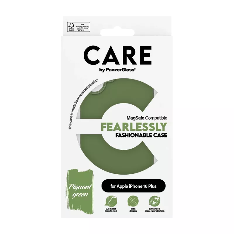 PanzerGlass CARE™ by ® Case Grün mit MagSafe iPhone 16 Plus, Cover, Apple, Apple - iPhone 16 Plus, Grün