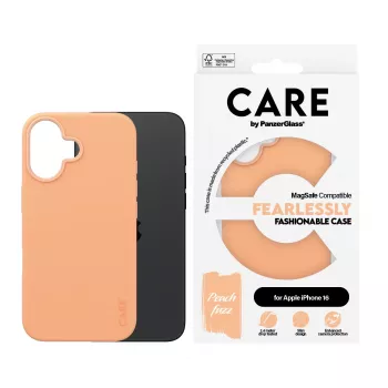 Cover PanzerGlass CARE by ® modische Hülle Peachy w. MagSafe iPhone 16 Transparent