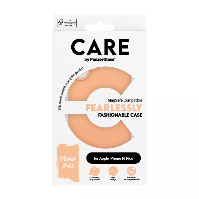 Cover PanzerGlass CARE by ® modische Hülle Peachy mit MagSafe iPhone 16 Plus Transparent