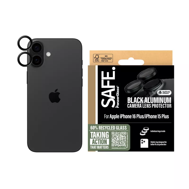 PanzerGlass SAFE. by ® Kameraobjektivschutz Schwarz iPhone 16 | 16 Plus
