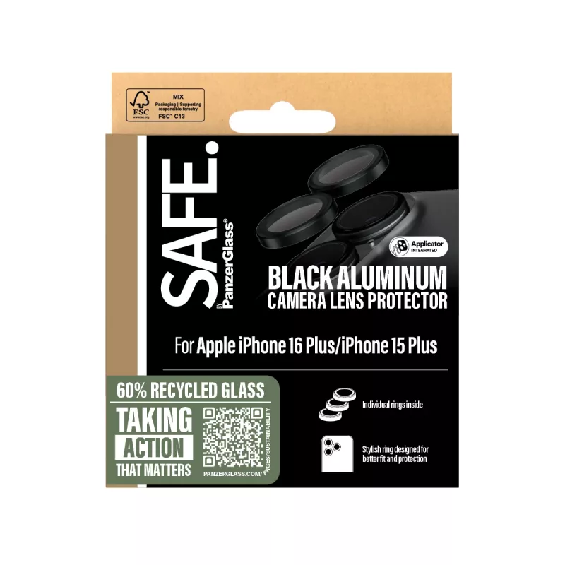 PanzerGlass SAFE. by ® Kameraobjektivschutz Schwarz iPhone 16 | 16 Plus