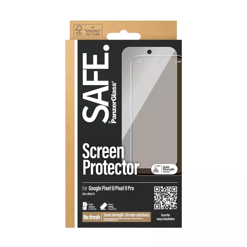 Screen Protector PanzerGlass SAFE. by ® Google Pixel 9 | 9 Pro Ultra-Wide Fit Scratch Shock Resistant