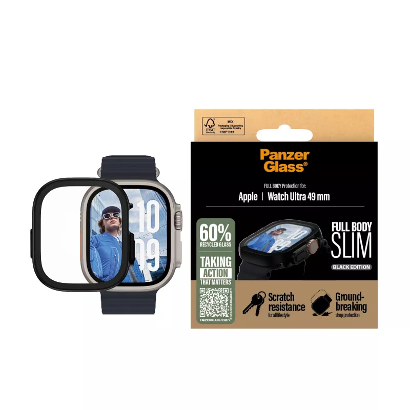 PanzerGlass ® Case Full Body schlank Schwarz Apple Watch Ultra 3 | Ultra 2 | Ultra | 49 mm