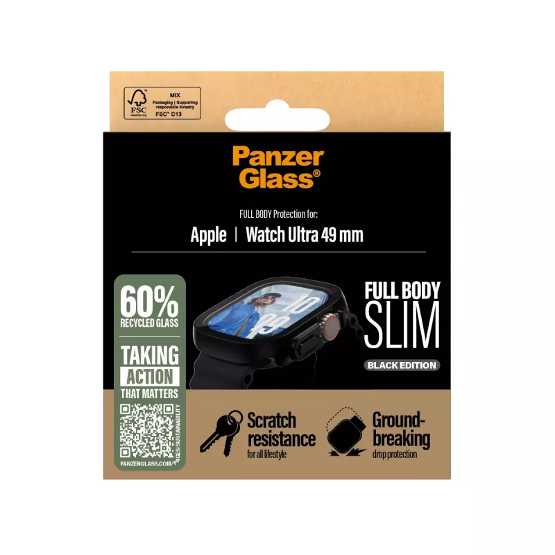 PanzerGlass ® Case Full Body schlank Schwarz Apple Watch Ultra 3 | Ultra 2 | Ultra | 49 mm