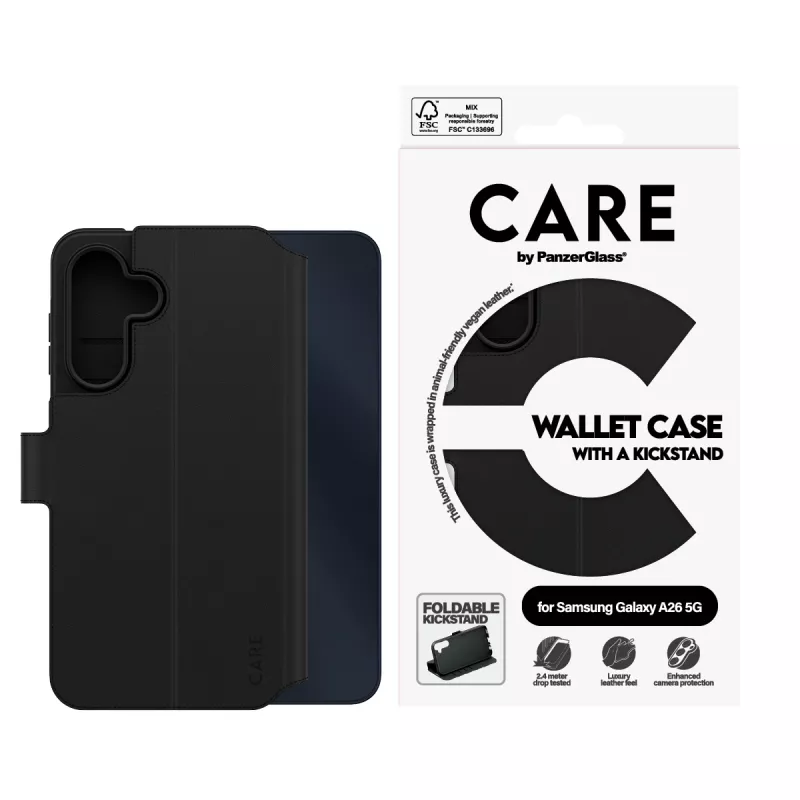 Wallet Case PanzerGlass Samsung Galaxy A26 5G Schwarz mit Kickstand
