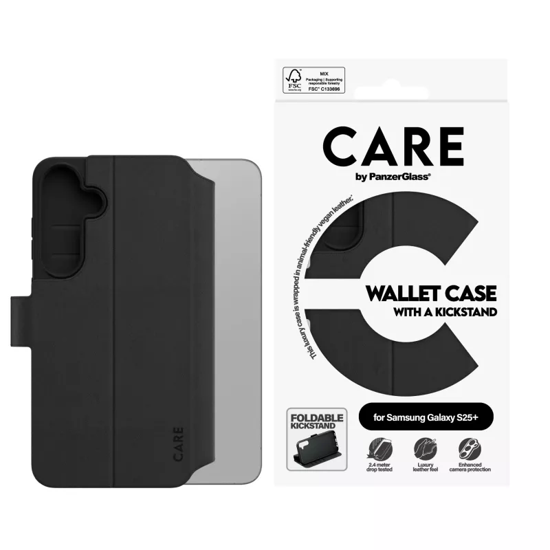 Wallet Case PanzerGlass Samsung Galaxy S25+ Transparent mit Kickstand