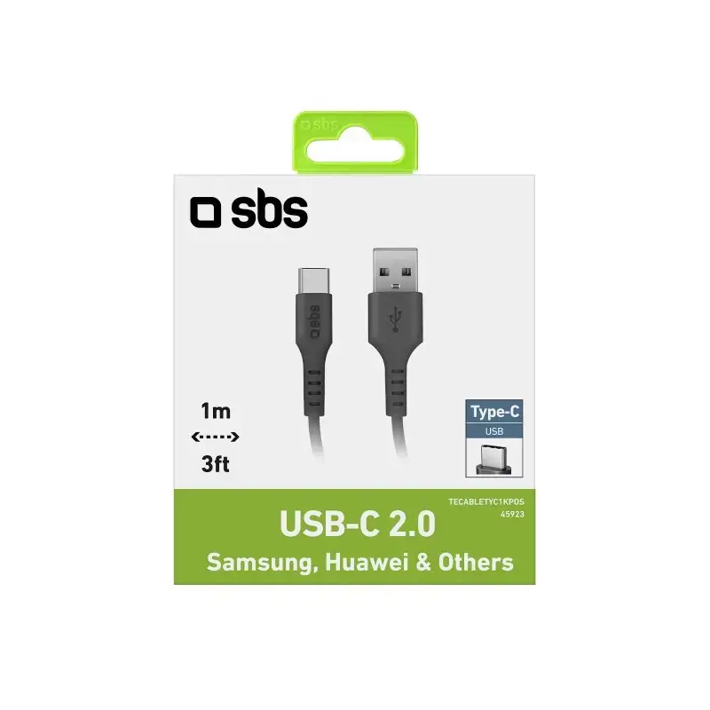 USB-Kabel SBS Mobile TECABLETYC1KPOS — USB A auf USB C, USB 2.0, 1 m, Schwarz