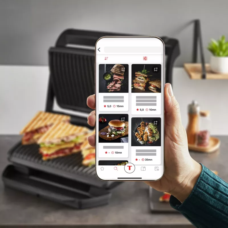 Kontaktgrill Tefal Optigrill+ XL GC727810 2000W, rechteckig, einstellbarer Thermostat, schwarz, 445×365×175mm