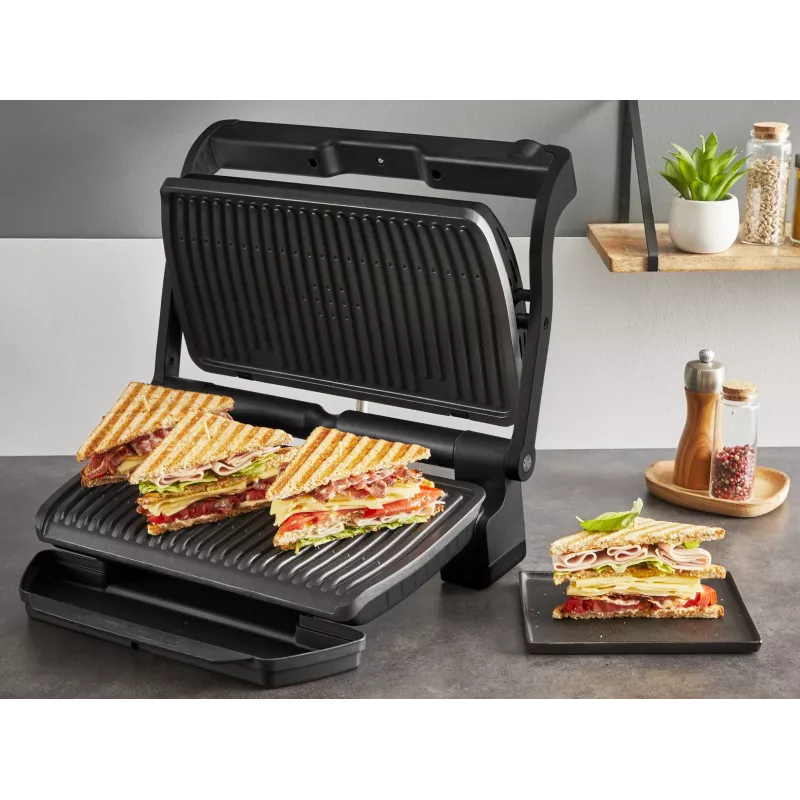 Kontaktgrill Tefal Optigrill+ XL GC727810 2000W, rechteckig, einstellbarer Thermostat, schwarz, 445×365×175mm