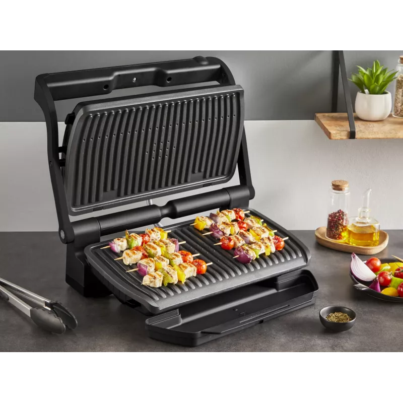 Kontaktgrill Tefal Optigrill+ XL GC727810 2000W, rechteckig, einstellbarer Thermostat, schwarz, 445×365×175mm