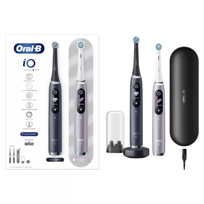 Rotierend-oszillierende Zahnbürste Oral-B iO 80363731 Schwarz Silber Erwachsene Zahnfleischpflege Sensitiv Aufhellung