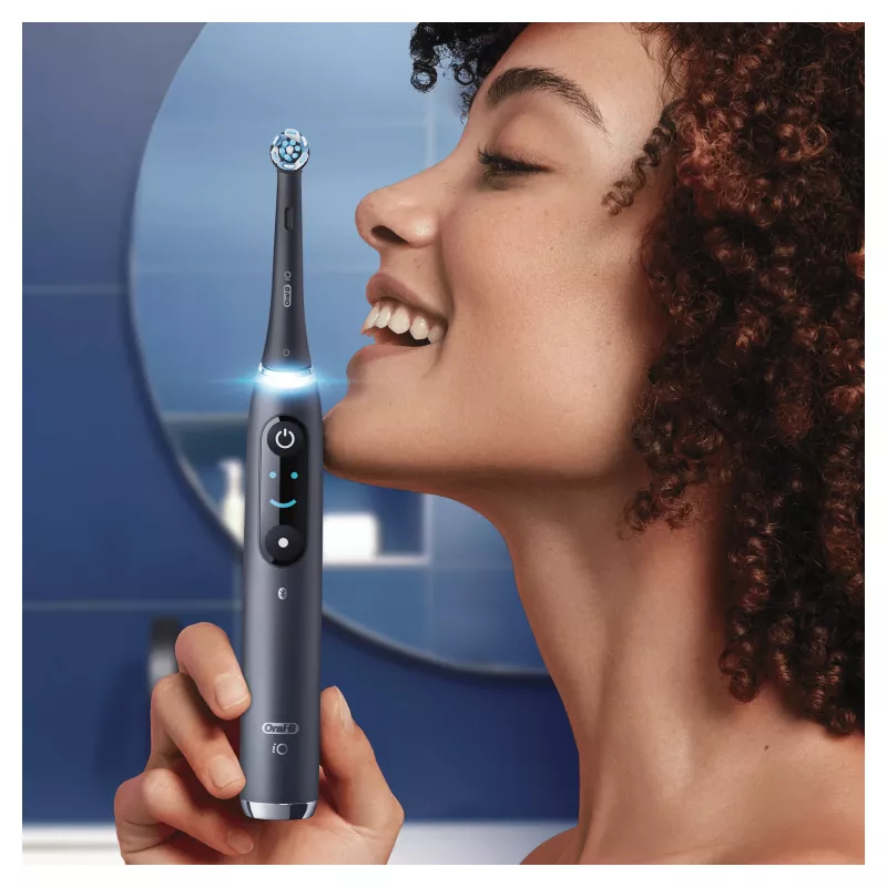 Rotierend-oszillierende Zahnbürste Oral-B iO 80363731 Schwarz Silber Erwachsene Zahnfleischpflege Sensitiv Aufhellung