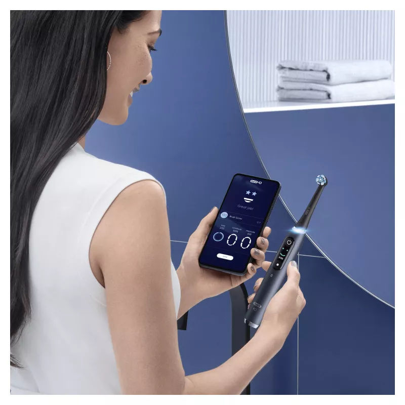 Rotierend-oszillierende Zahnbürste Oral-B iO 80363731 Schwarz Silber Erwachsene Zahnfleischpflege Sensitiv Aufhellung