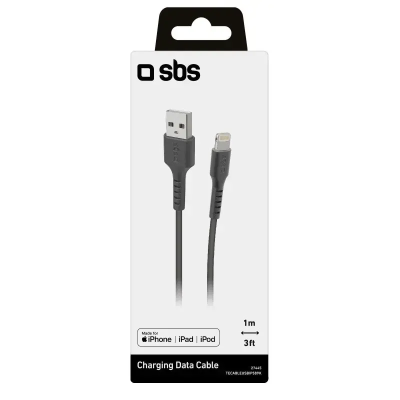 Lightning auf USB-A Kabel SBS Mobile TECABLEUSBIP589K – 1 m, USB 2.0, Schwarz