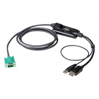 ATEN DisplayPort-Konsolenkonverter, 1,8 m, USB, DisplayPort, Schwarz, USB Typ A + DisplayPort, SPHD-15