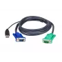 KVM USB-VGA-Kabel ATEN 2L-5202U, 1,8 m, Stecker HDB-15+USB A auf Stecker SPHD-15, Schwarz