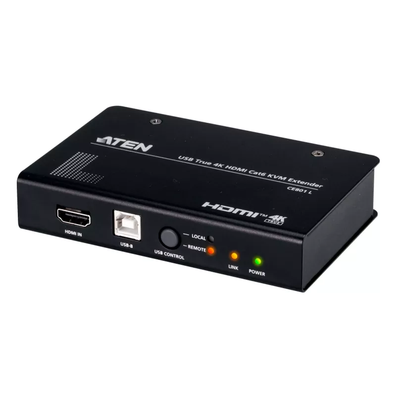 AV KVM Extender ATEN CE801 — USB True 4K HDMI über Cat6 (4K @ 70 m / FHD @ 100 m), HDMI & USB Typ-A, schwarz