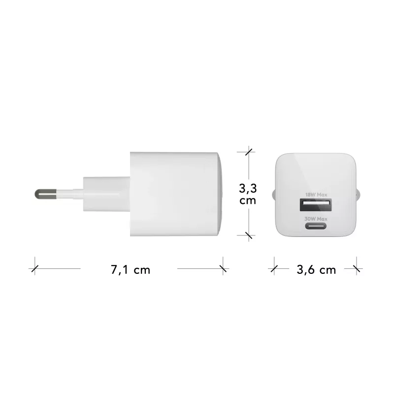 dbramante1928 re-charge Pro - EU-Wandladegerät USBC30W+USBA18W-W