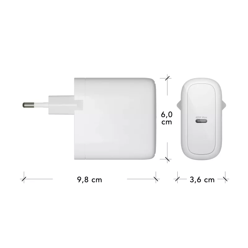 dbramante1928 re-charge Pro - EU-Wandladegerät USB-C 65 W - W, Innenbereich, AC, Weiß