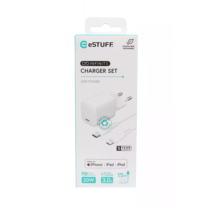 eSTUFF ES637600 Ladegerät für Mobilgeräte Smartphone, Tablet Weiß AC Innenbereich