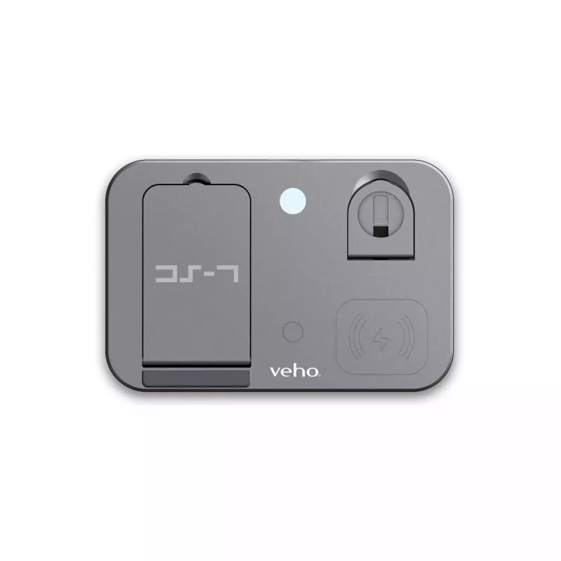 Veho DS-7 Qi kabellose Multi-Ladestation Silber USB Type-C 10W