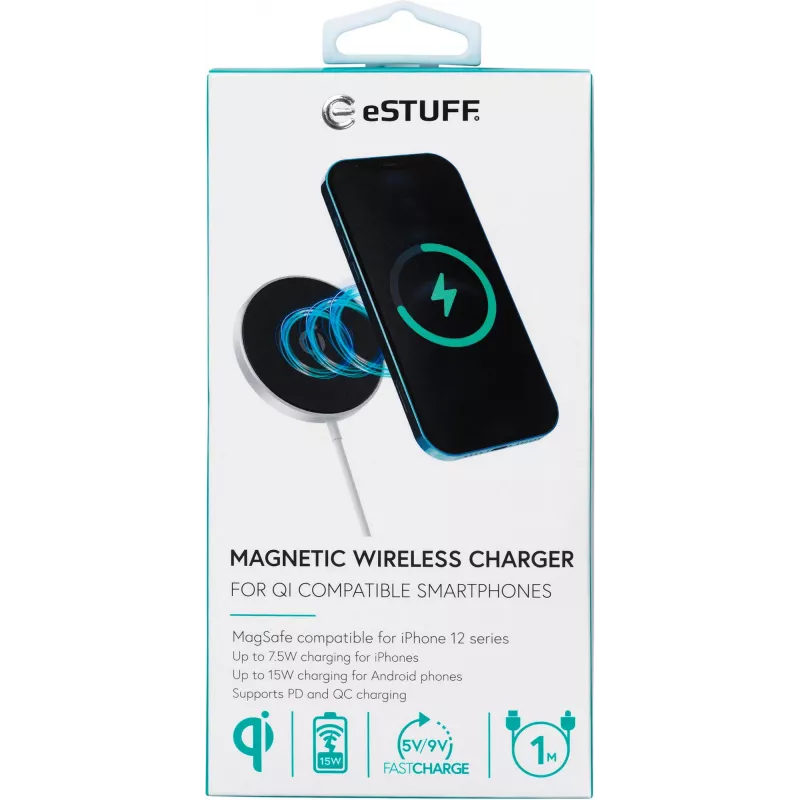 eSTUFF ES638100 mobiles Ladegerät Smartphone Aluminium AC kabelloses Laden Schnellladefunktion Innenbereich