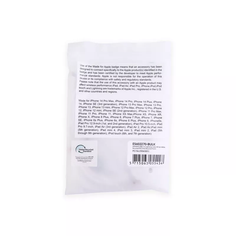 Lightning-Kabel eSTUFF ES602270-BULK 2m Weiß MFI-zertifiziert