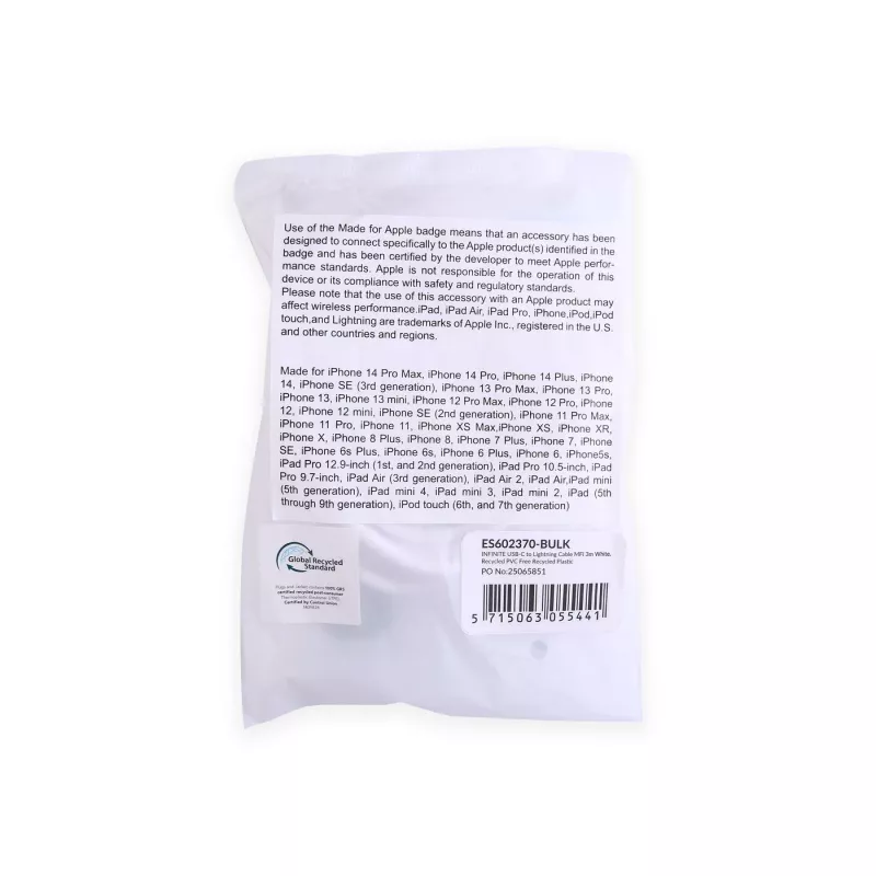 Lightning-Kabel eSTUFF ES602370-BULK 3m USB-C 2,4A