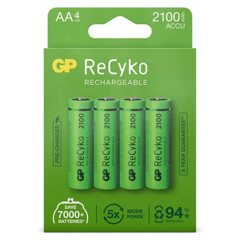 Wiederaufladbare Batterie GP Batterien ReCyko+ 2100mAh 4 Stk. AA NiMH