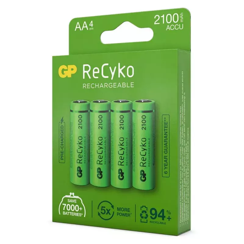 Wiederaufladbare Batterie GP Batterien ReCyko+ 2100mAh 4 Stk. AA NiMH