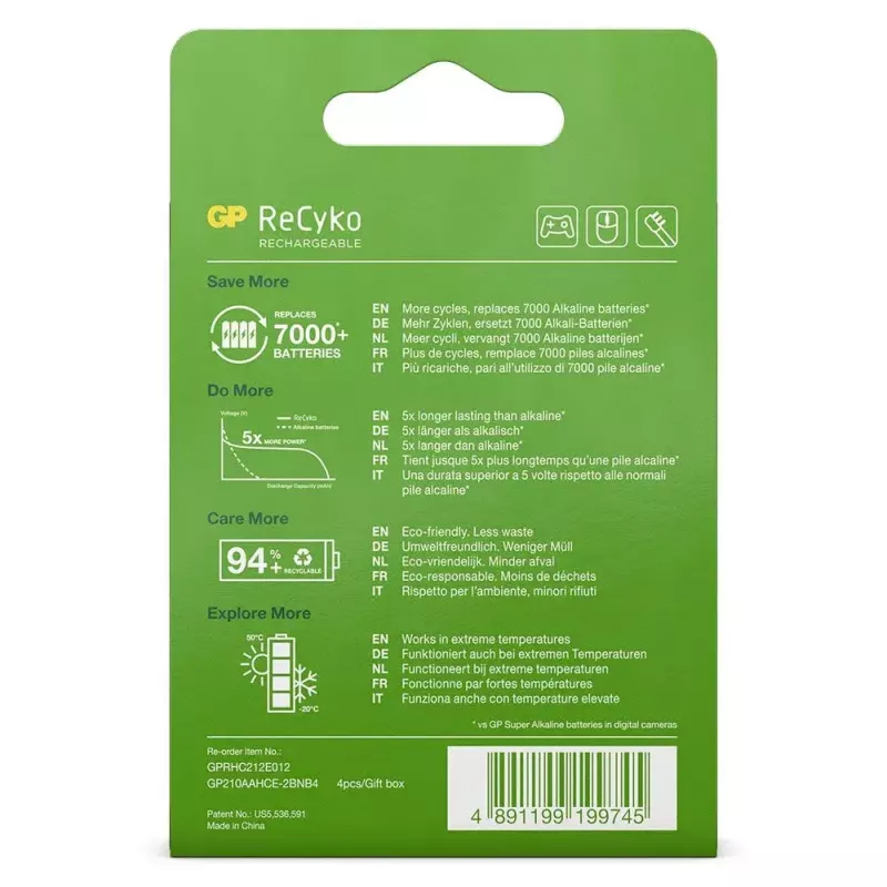 Wiederaufladbare Batterie GP Batterien ReCyko+ 2100mAh 4 Stk. AA NiMH