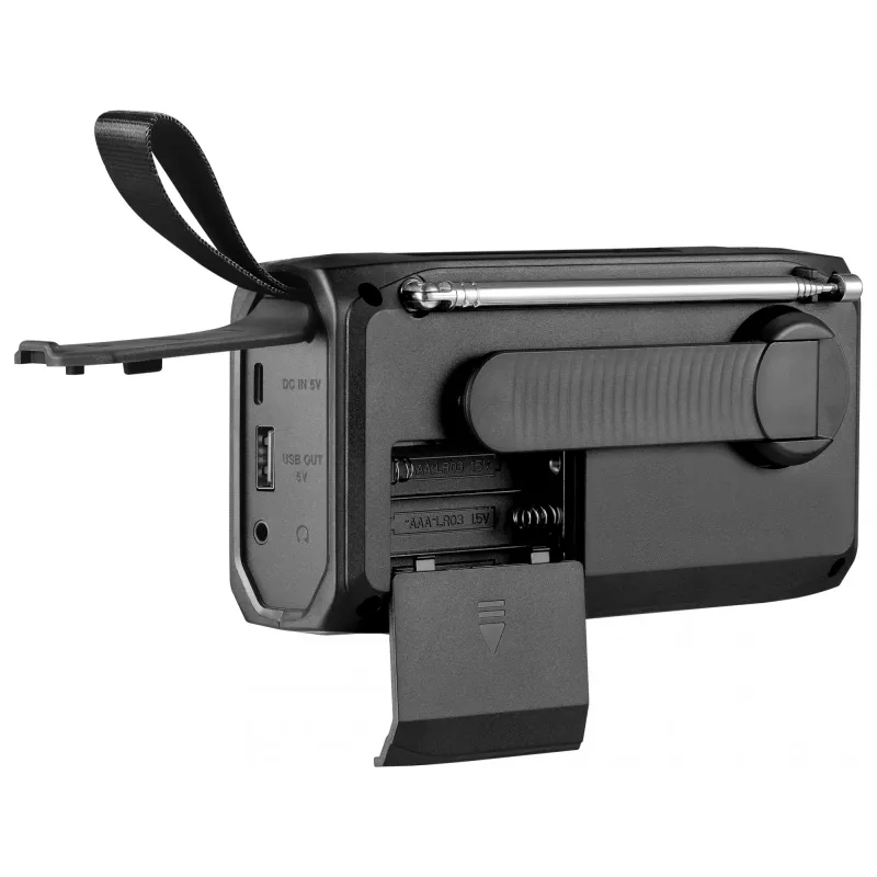 Tragbares Radio SANDBERG Survivor DAB Radio All-in-1 4500 — DAB+/FM, 87,5–108 MHz, 3 W RMS, USB-A & USB-C, 4500-mAh-Akku